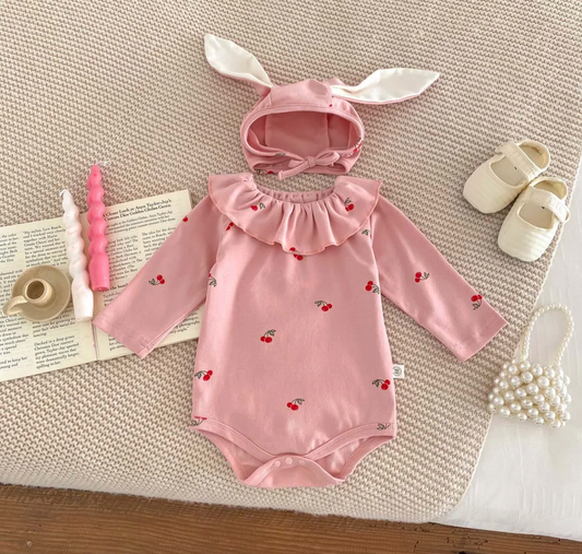 🌸 さくらんぼフリルロンパース