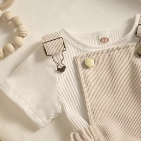 🧺 ナチュラルサロペット ロンパースセット