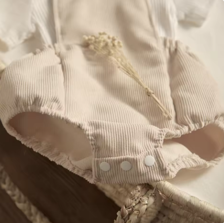 🧺 ナチュラルサロペット ロンパースセット