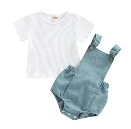 🧺 ナチュラルサロペット ロンパースセット