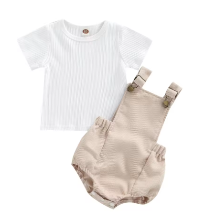 🧺 ナチュラルサロペット ロンパースセット