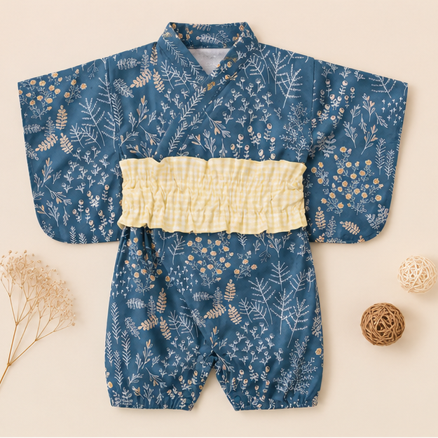 🌿 ボタニカル甚平ロンパース 🌼