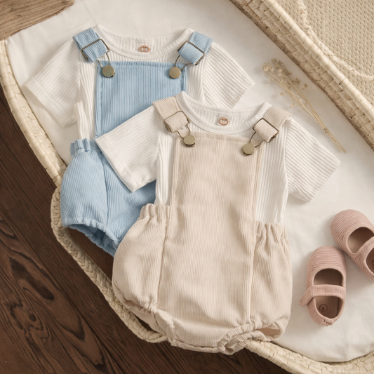 🧺 ナチュラルサロペット ロンパースセット