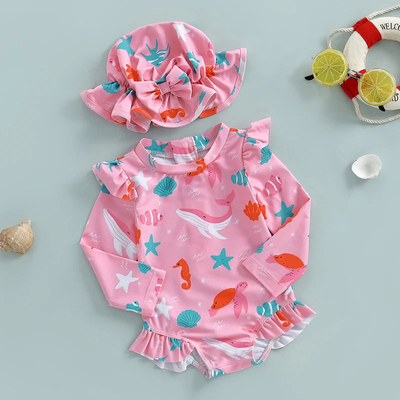 🐚 オーシャンベリー スイムロンパース｜80-110cm